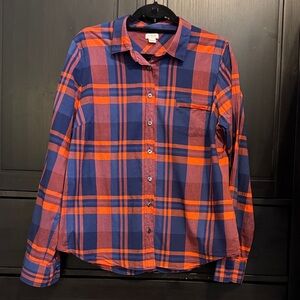 J. Crew Plaid Shirt in Navy and Orange